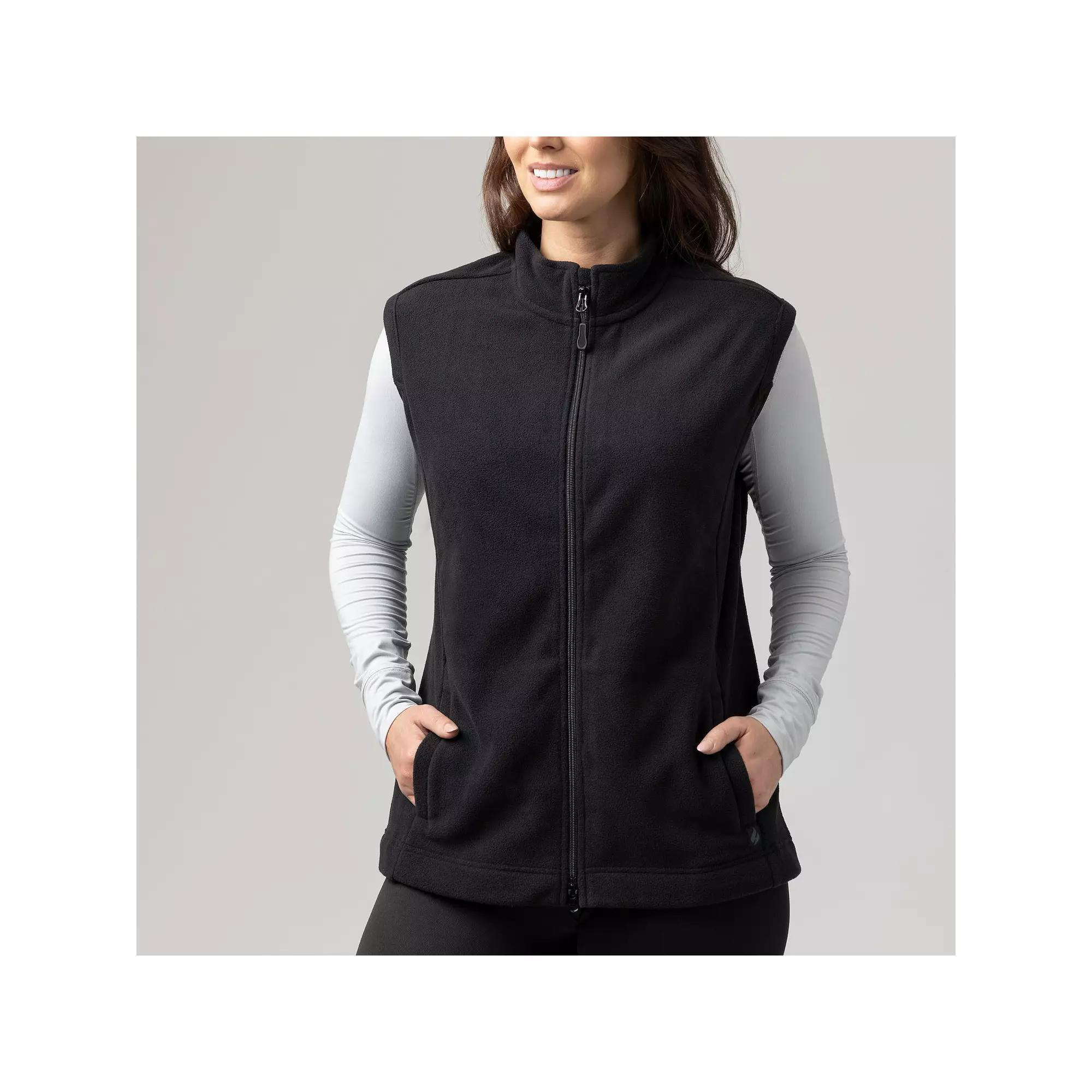 Women's Heat Holders Vera Original Super Brushed Fleece Double Zipper Vest, Size: Large, Black Product Image