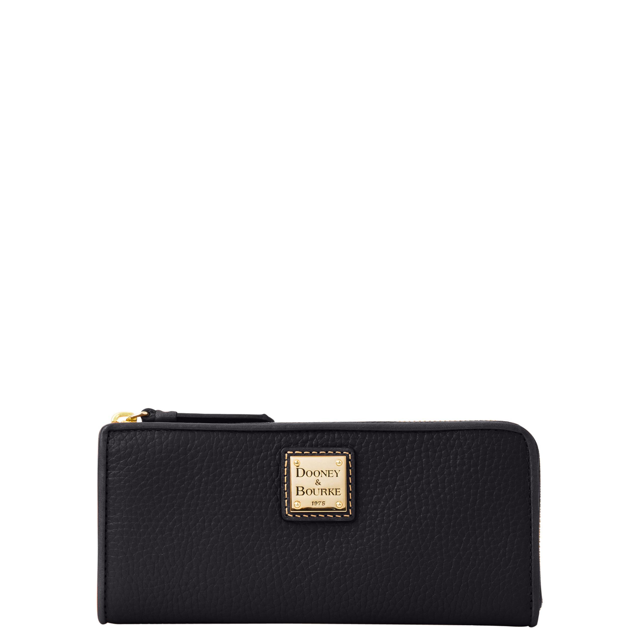 Dooney & Bourke Womens Pebble Grain Zip Leather Clutch in Black Product Image
