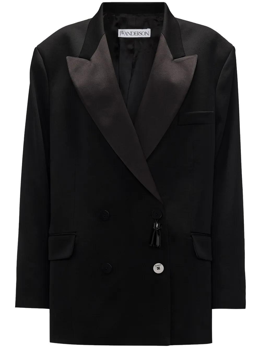 JW ANDERSON Double-breasted Contrasting-collar Blazer In Black Product Image