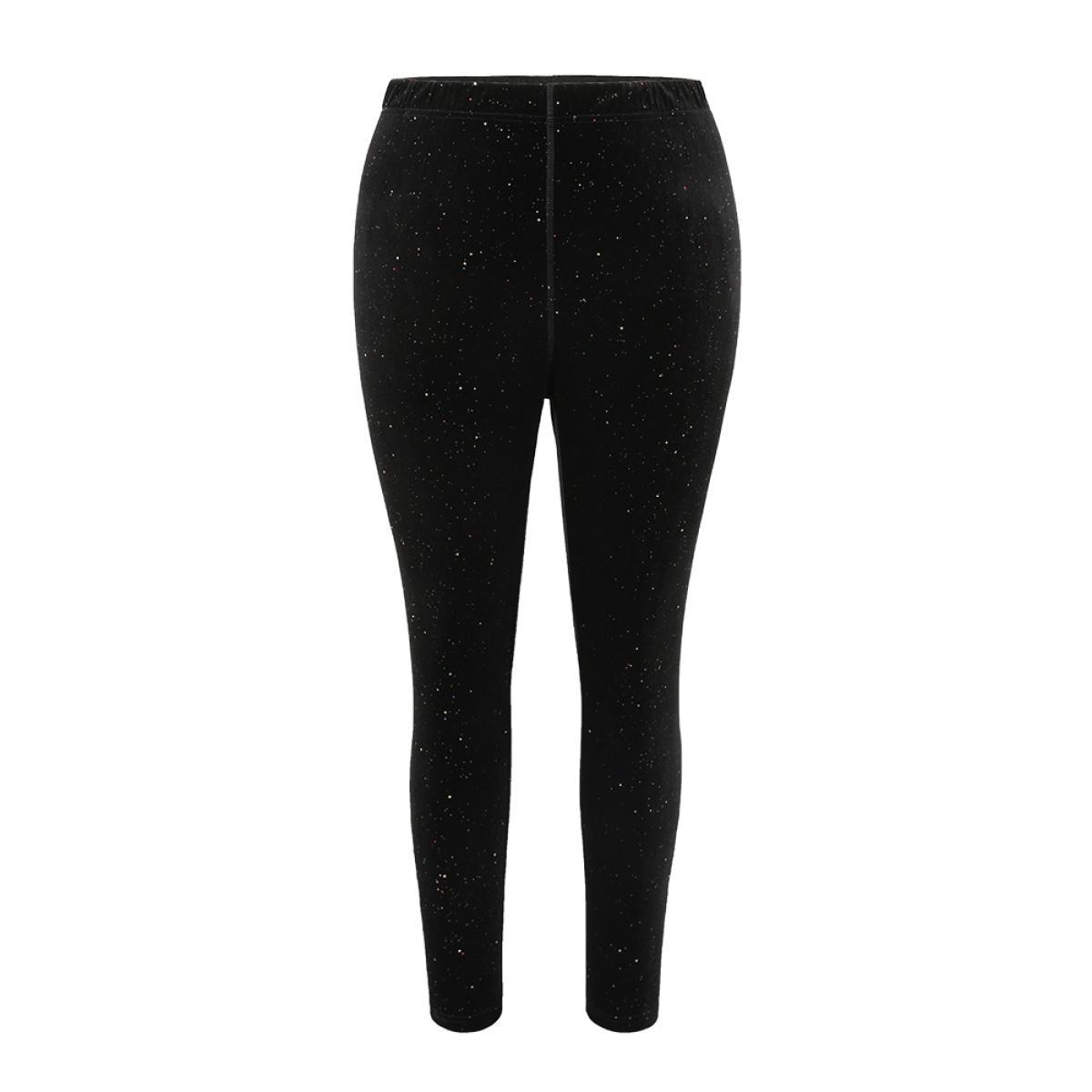 Plus Size Velvet Rhinestone High Rise Skinny Leggings Women Black Glamour High stretch Skinny High Rise Party Leggings BloomChic 10/M Product Image
