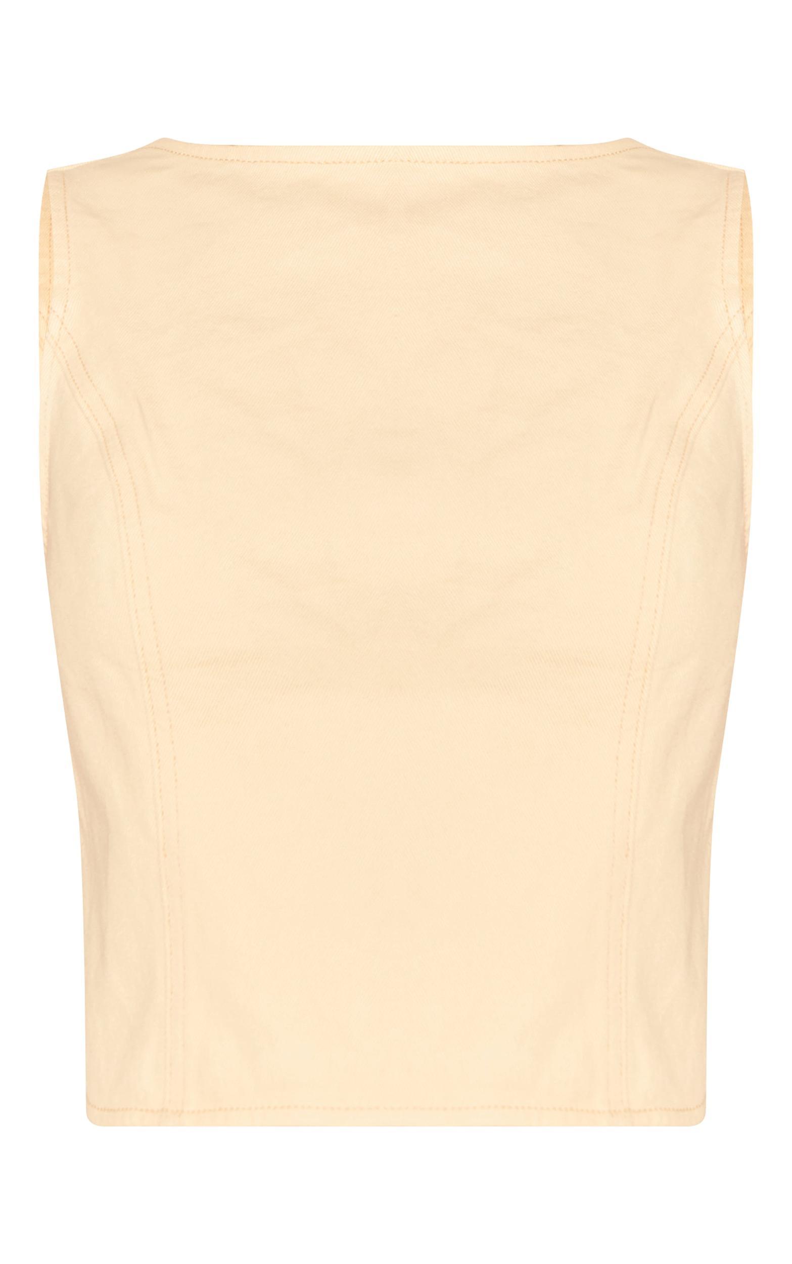 Butter Cream Tie Back Sleeveless Denim Top Product Image