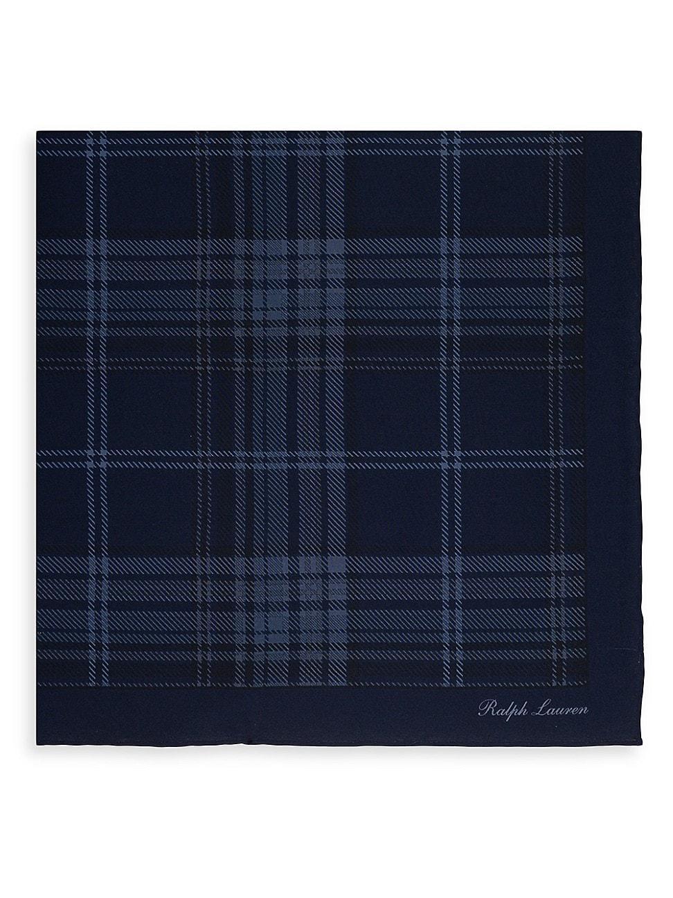 Mens Plaid-Print Silk Pocket Square Product Image