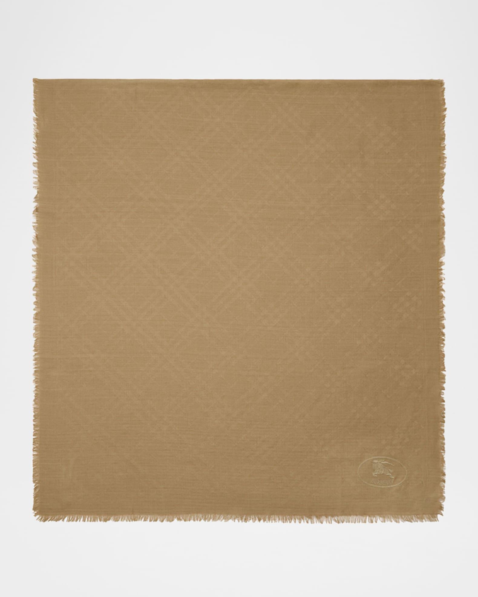 Wool & Silk Check Jacquard Scarf Product Image