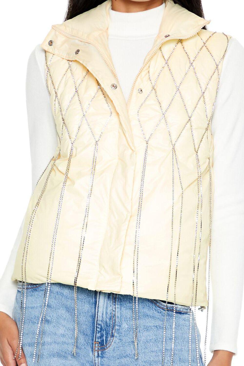 Quilted Rhinestone Fringe Vest | Forever 21 Product Image