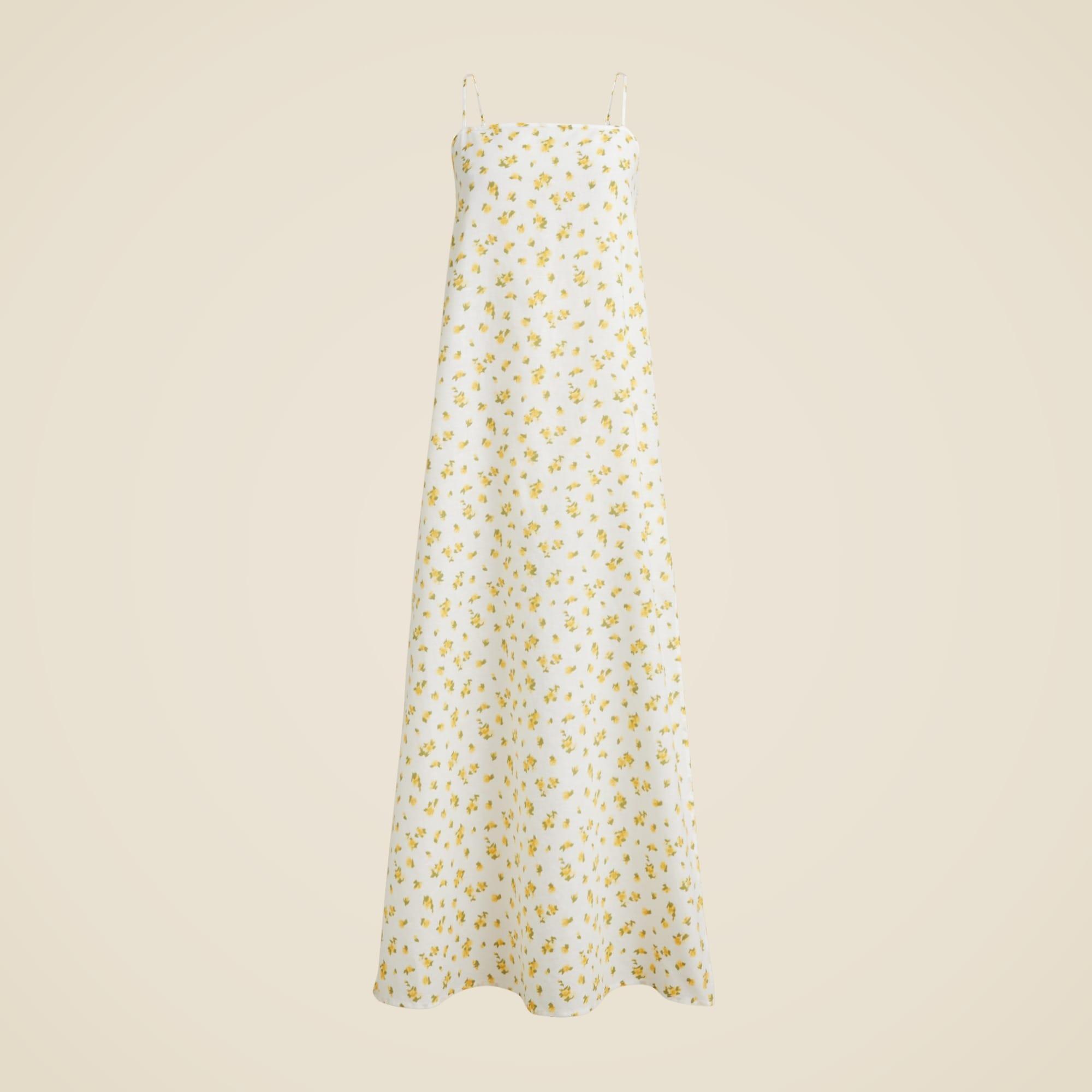 Linen-cotton blend tie-back midi dress Product Image