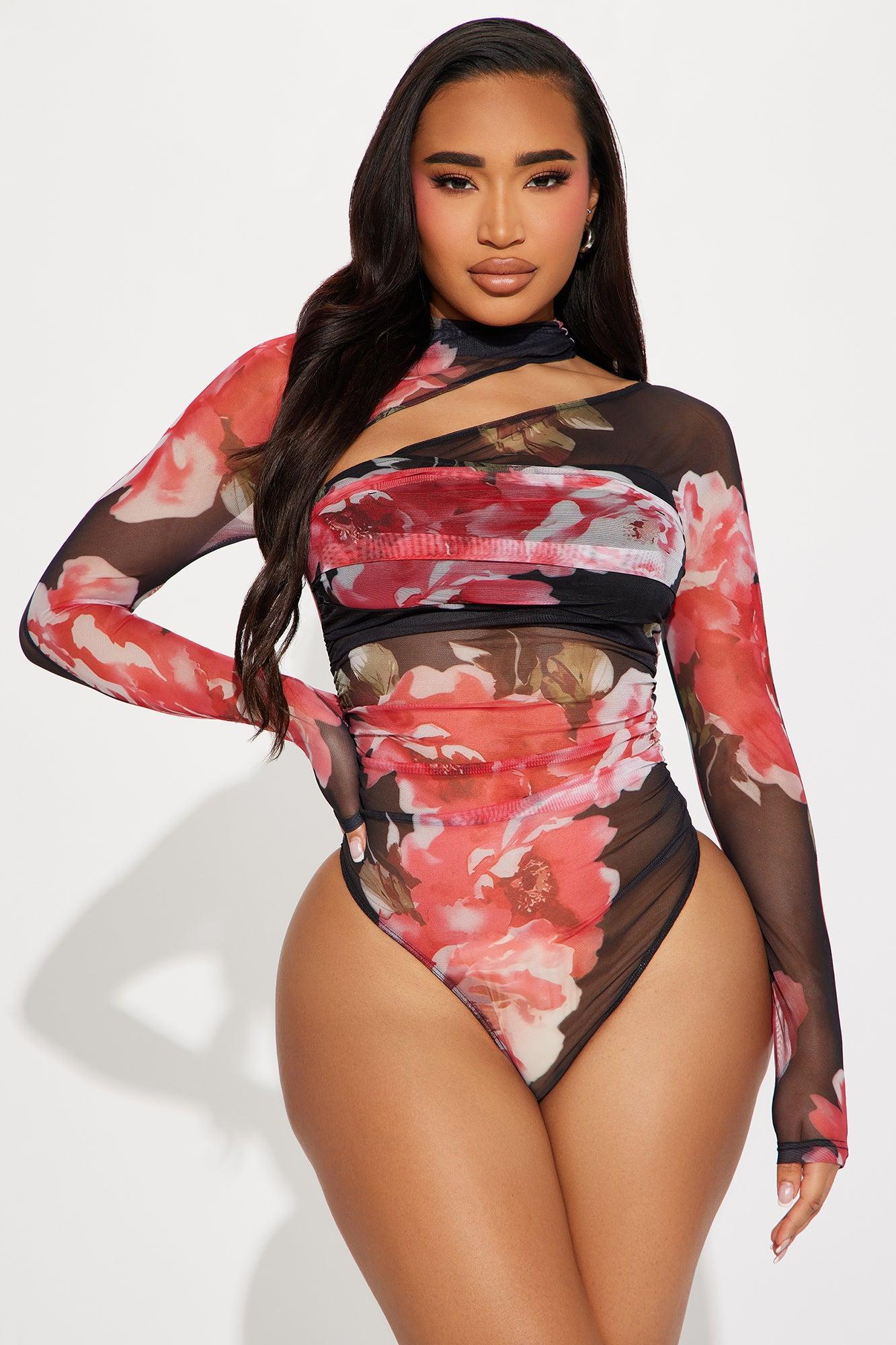 Pocket Full Of Roses Mesh Bodysuit - Black/combo Product Image