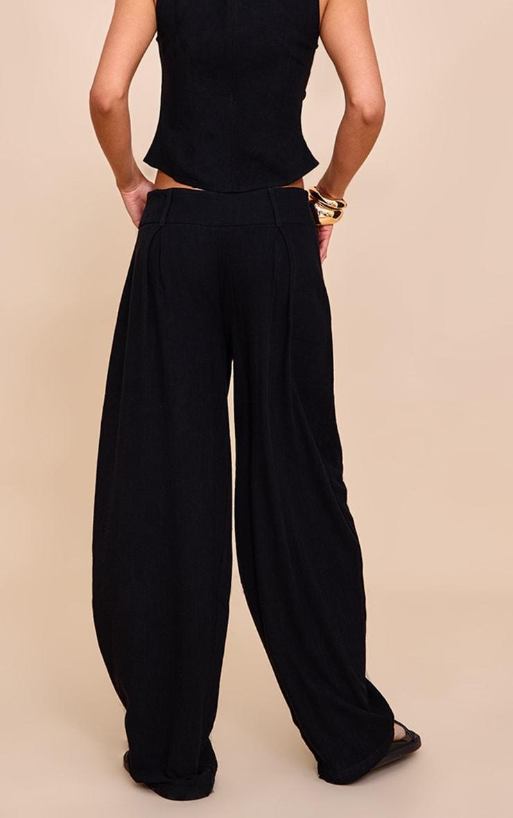  Black Mid Rise Barrel Tailored Pants Product Image