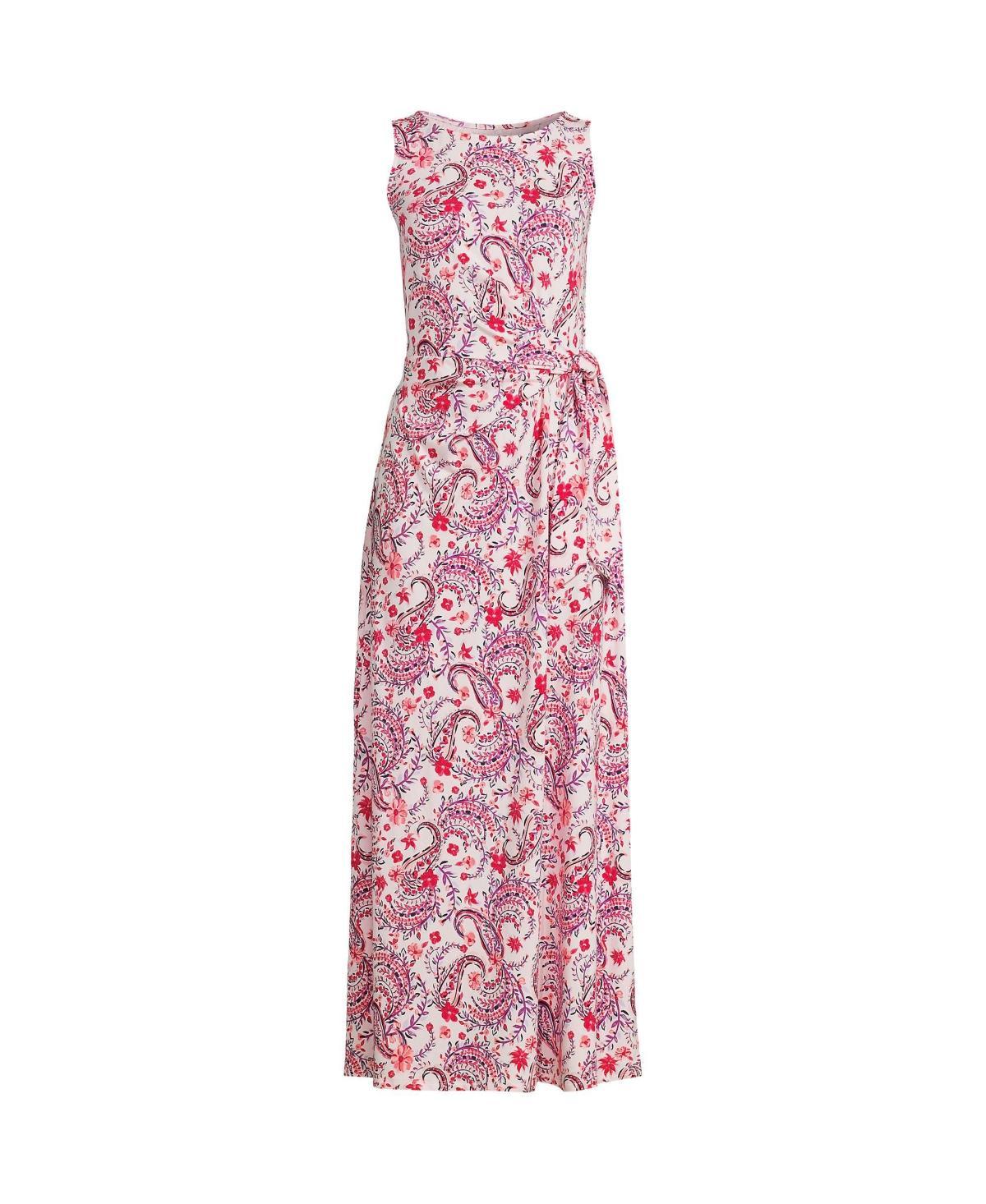 Lands End Womens Sleeveless Tie Waist Maxi Dress Product Image