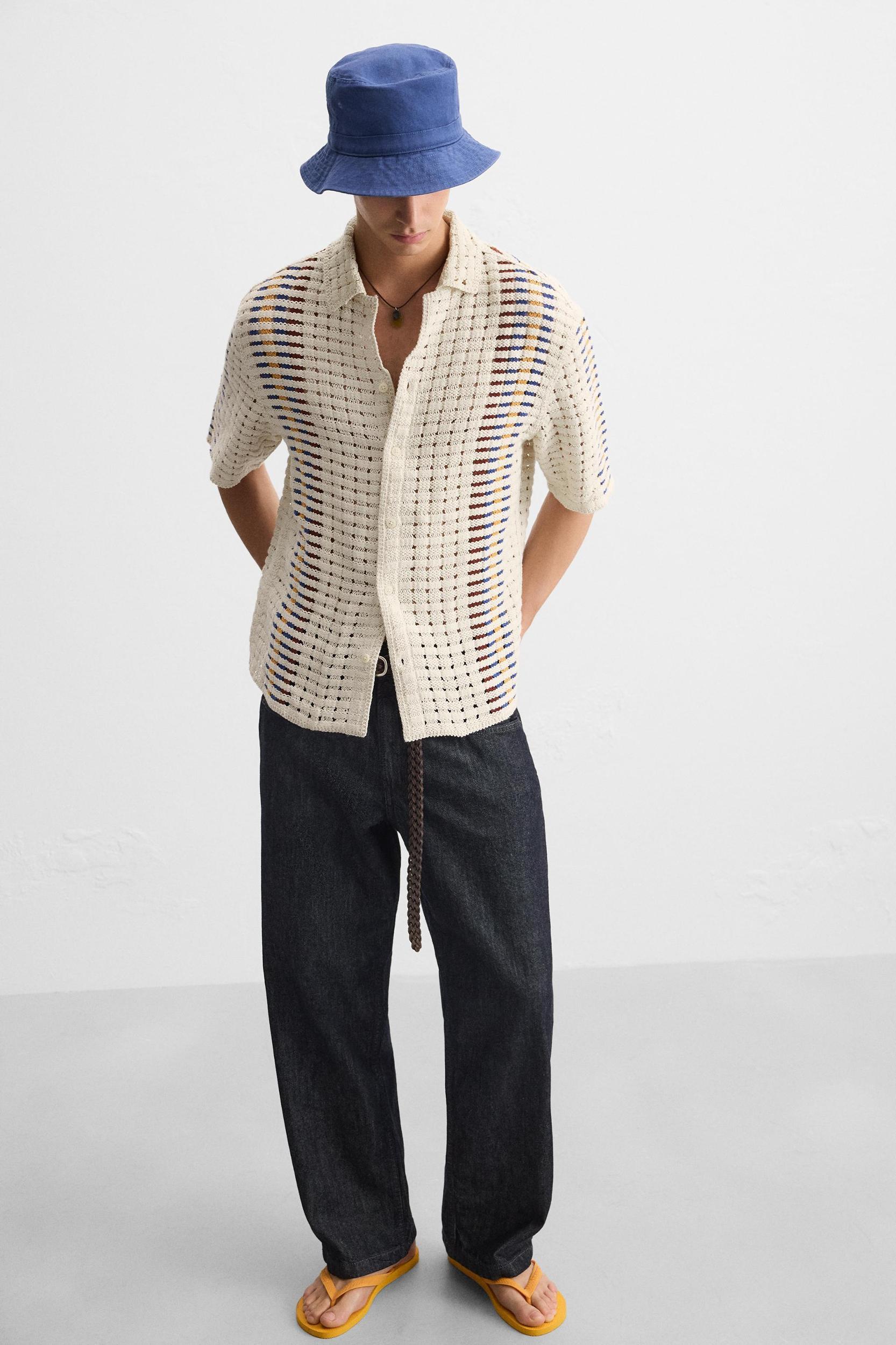 STRIPED CROCHET SHIRT Product Image