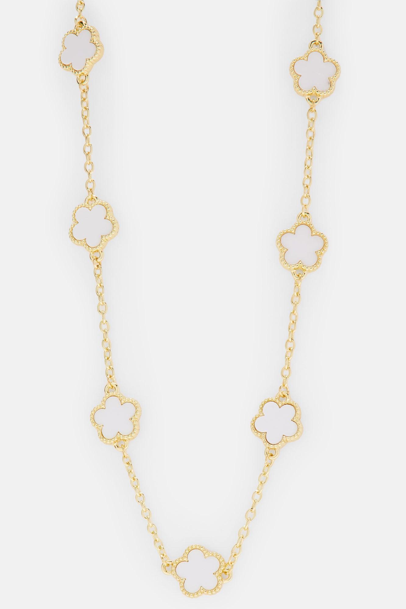 Iced Multi Clover Chain Necklace - White Product Image