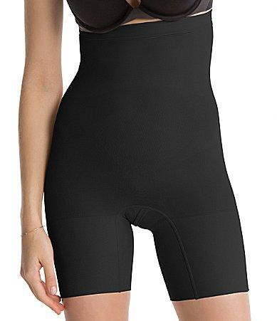 Spanx Everyday Seamless Shaping High-Waisted Mid-Thigh Shorts in beige Product Image