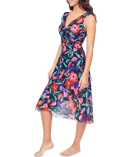Profile By Gottex Marguerite V-Neck Midi Wrap Dress Swim Cover-Up Dress Product Image
