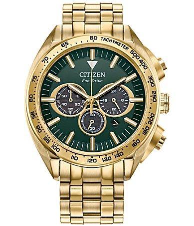 Citizen Mens Eco-Drive Carson Stainless Steel Bracelet Chronograph Watch Blue Two Tone Product Image