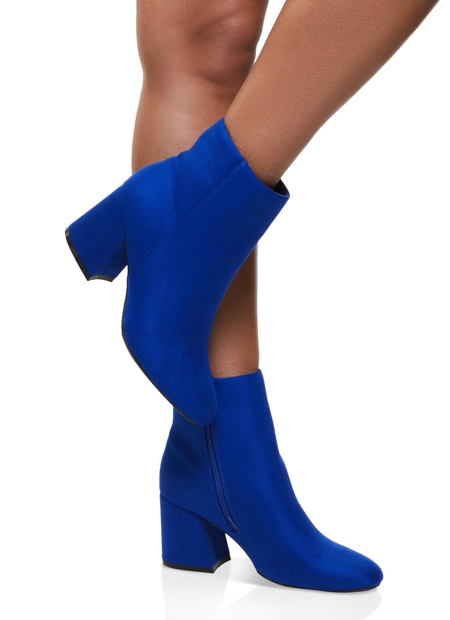 Womens Round Toe Mid Block Heel Booties Product Image