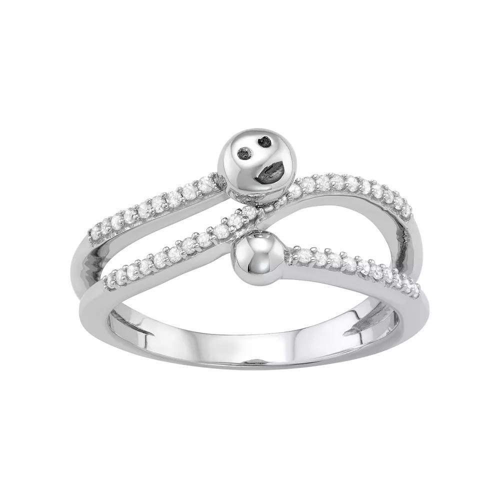 Jewelexcess Sterling Silver 1/5 Carat T.W. Diamond Bypass Smiley Face Ring, Women's, Size: 6, Rose Gold Tone Product Image