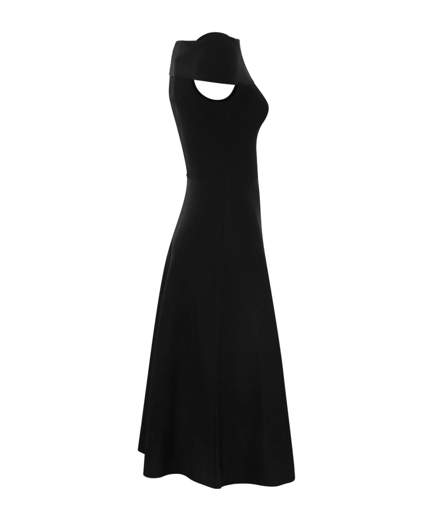 FABIANA FILIPPI Maxi Black Dress With Flared Skirt In Viscose Blend Woman Product Image