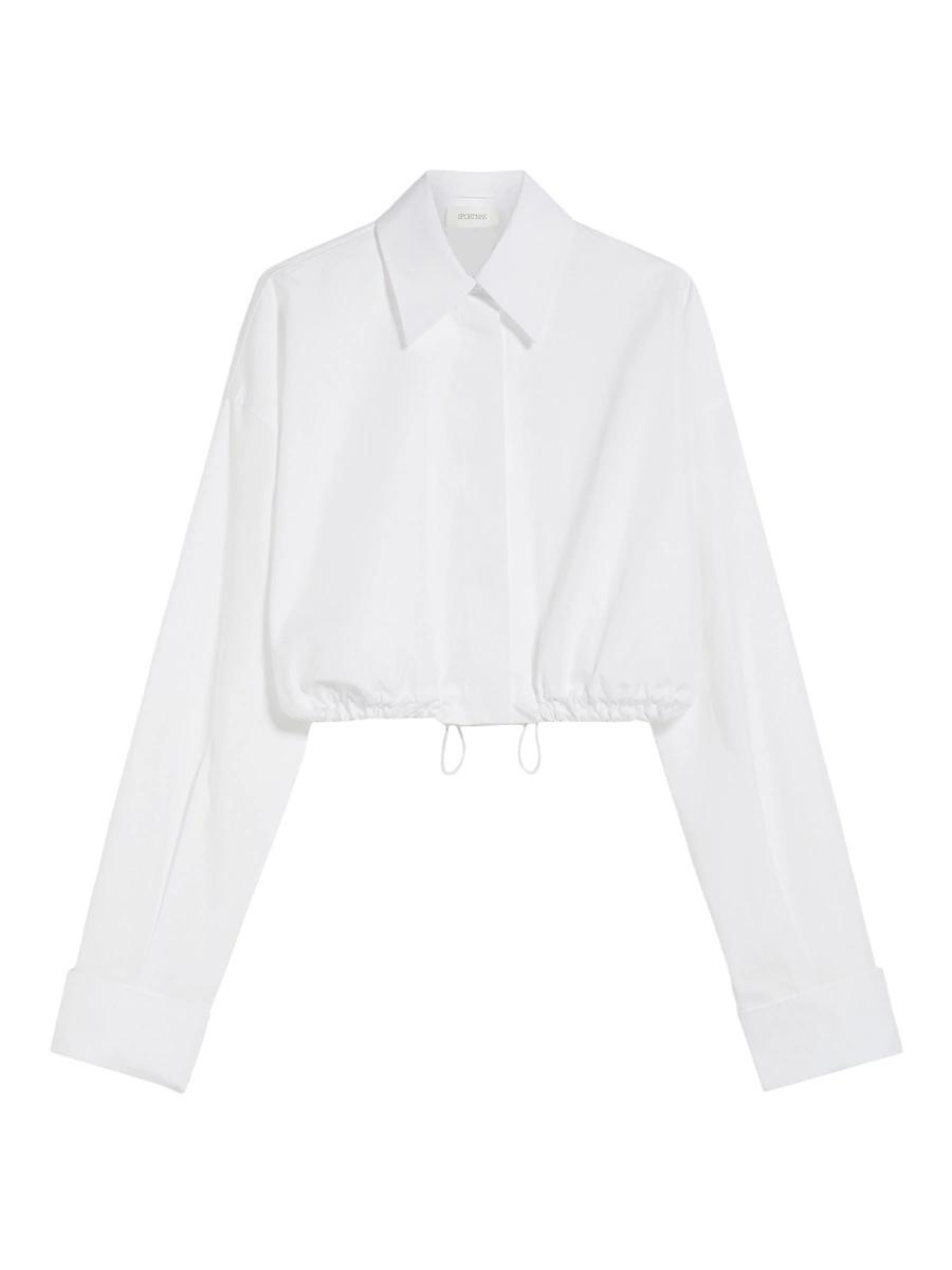 Womens Drawstring-Hem Cotton Crop Shirt Product Image