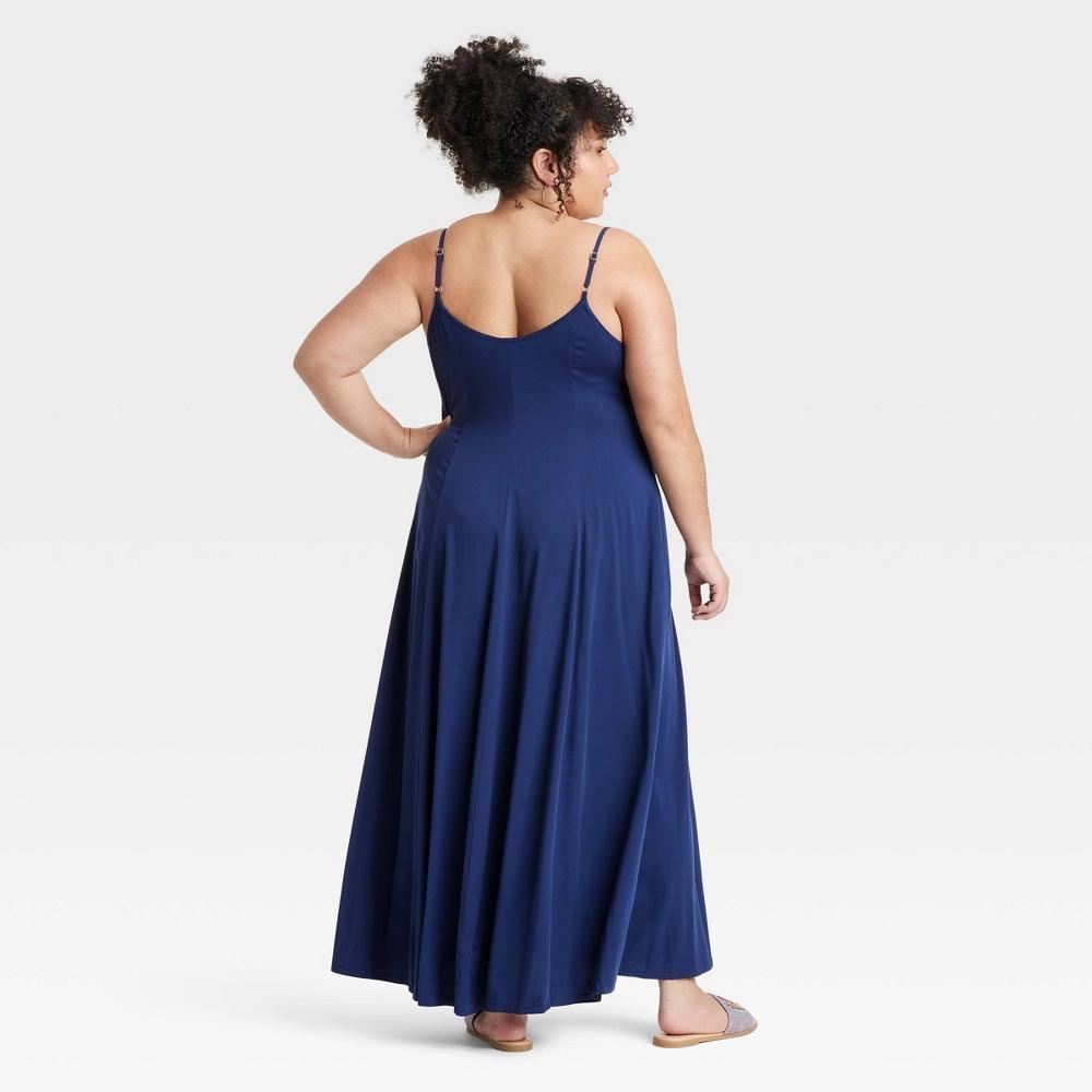 Women's Seamed Maxi A-Line Dress - Ava & Viv™ Blue 3X Product Image