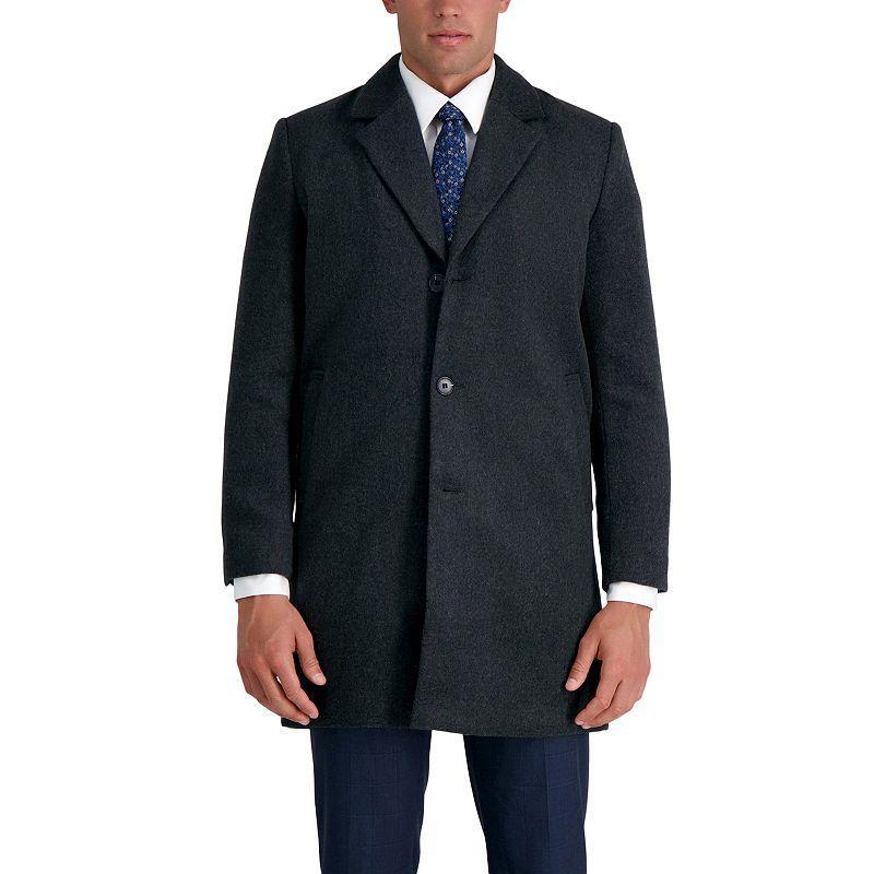 Men's Haggar Mid-Length Single Breasted Brushed Twill Topcoat, Size: Medium 40-42, Black Product Image