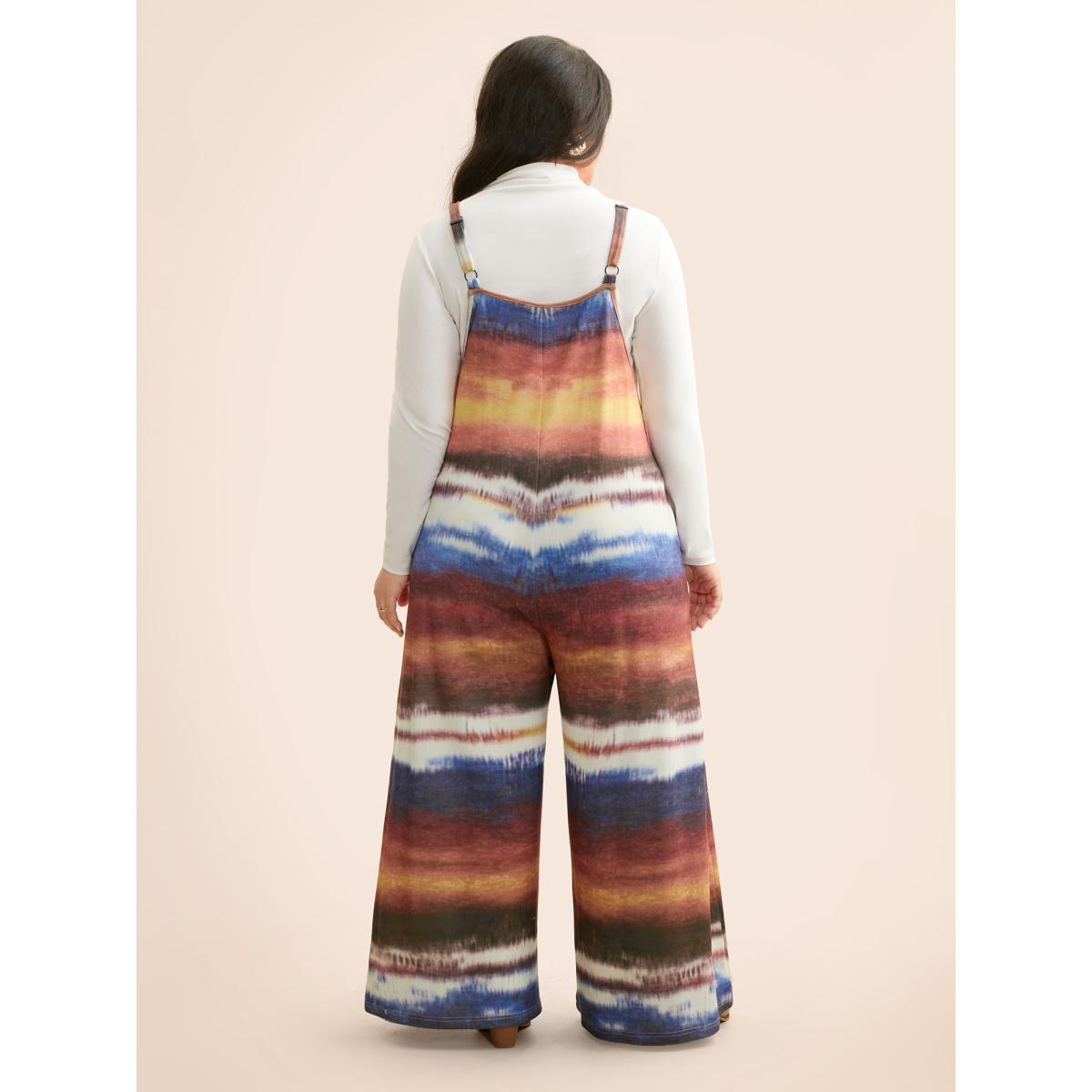 Plus Size Multicolor U Neck Gradient Dyeing Jumpsuit Women Casual Sleeveless U-neck Everyday Loose Jumpsuits BloomChic 10/M Product Image