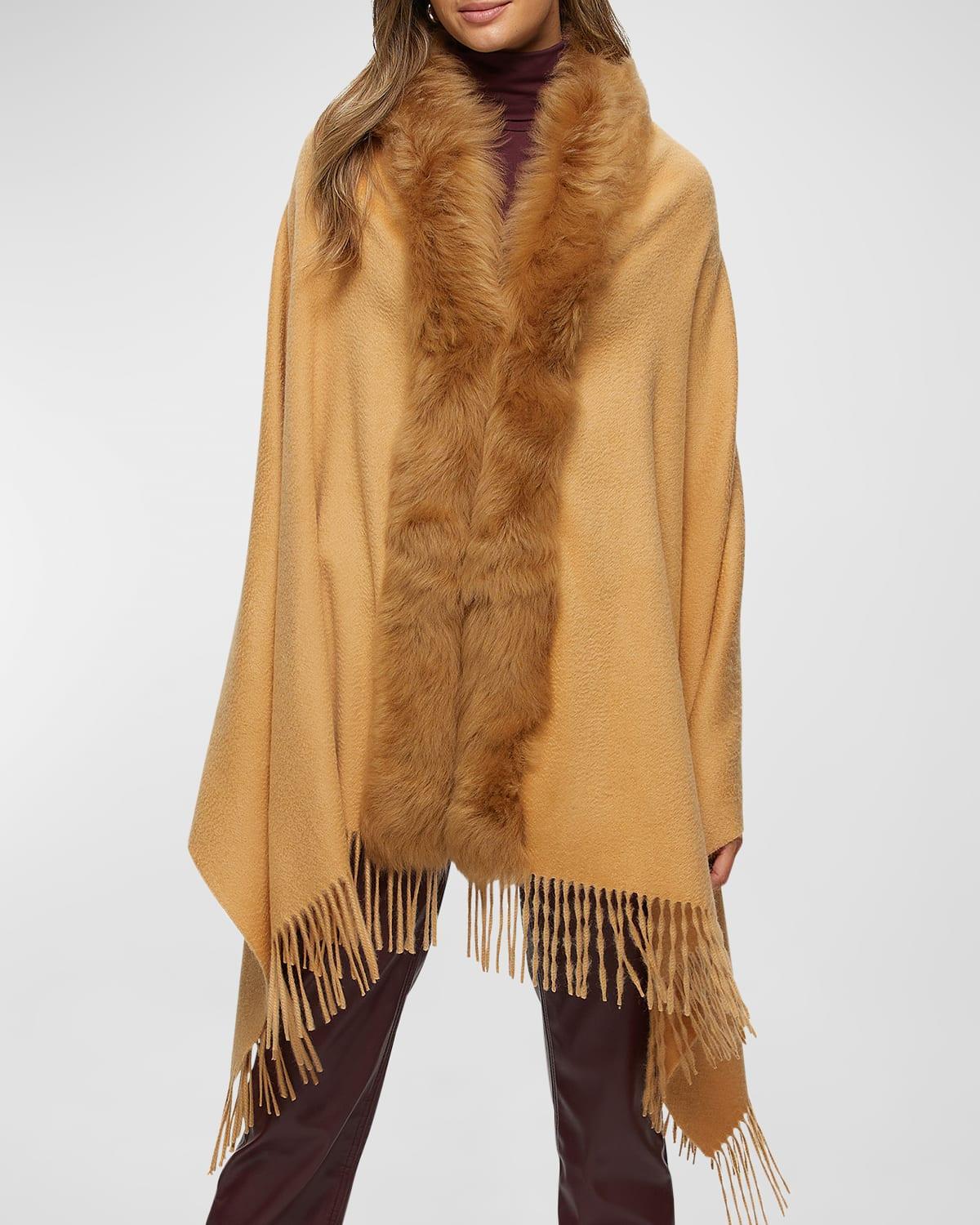 Womens Cashmere Stole with Toscana Lamb Trim Product Image