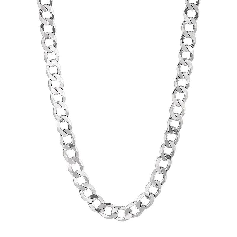 Sterling Silver Curb Chain Necklace -24-in. - Men, Mens Rhodium Product Image
