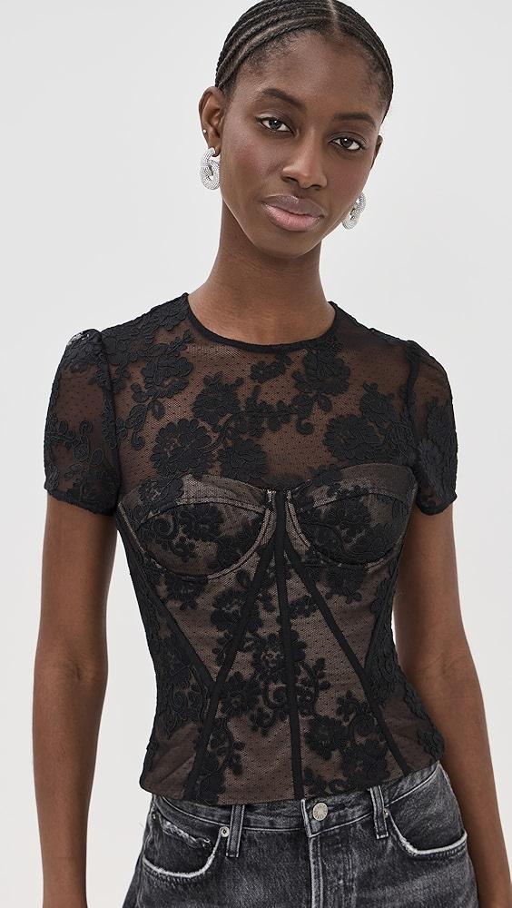 Self Portrait Black Lace Bustier Top | Shopbop Product Image
