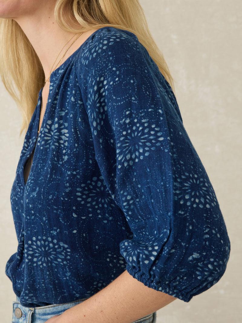 Seacliff Blouse - Indigo Isle Print Product Image