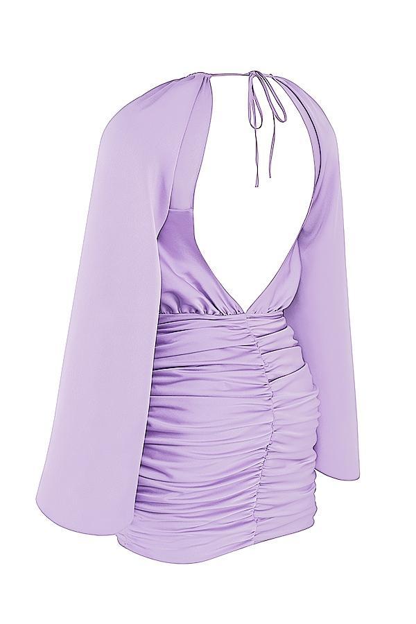 Kate  orchid satin wrap front mini dress Product Image