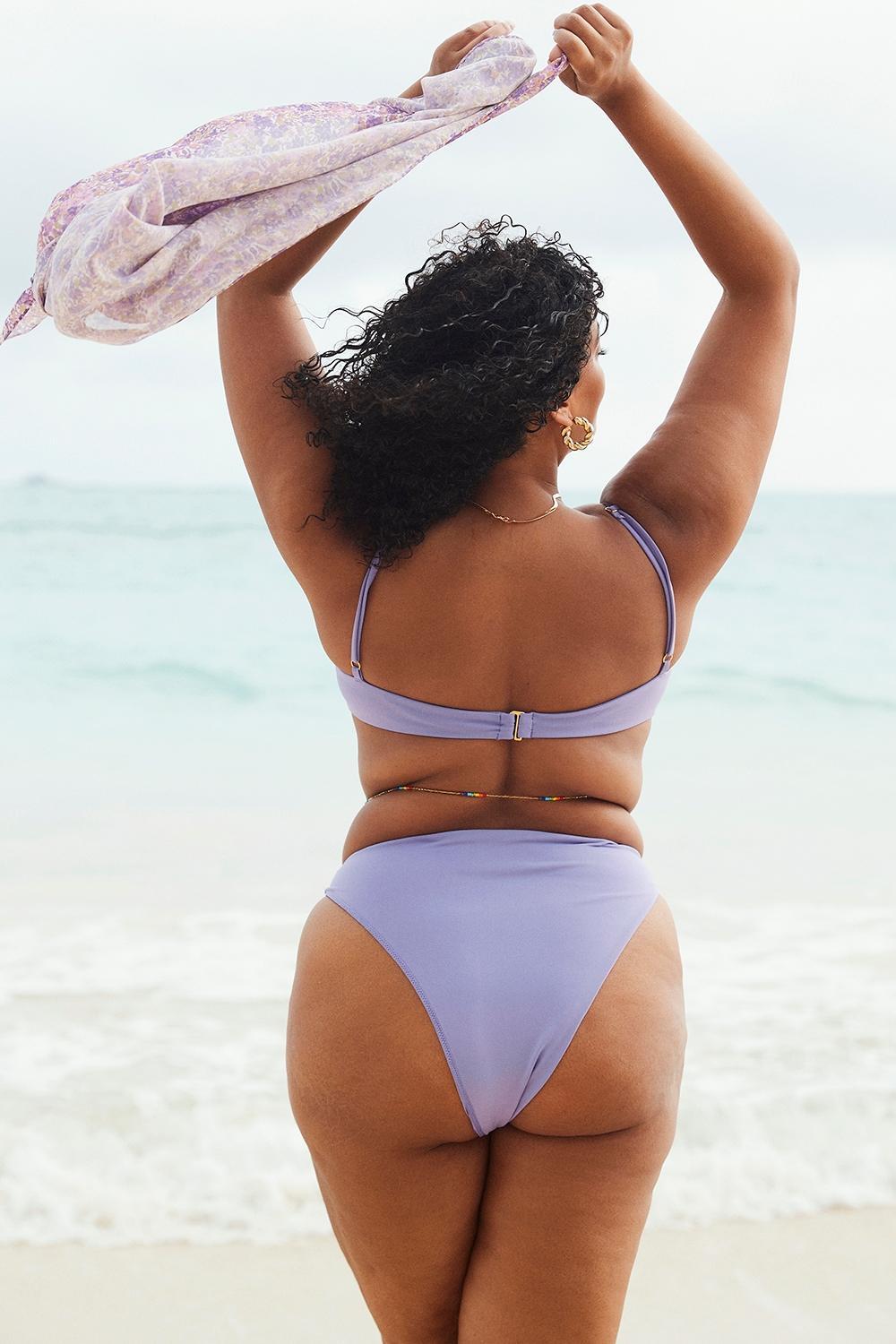 Cassis  violet ruched bikini top Product Image