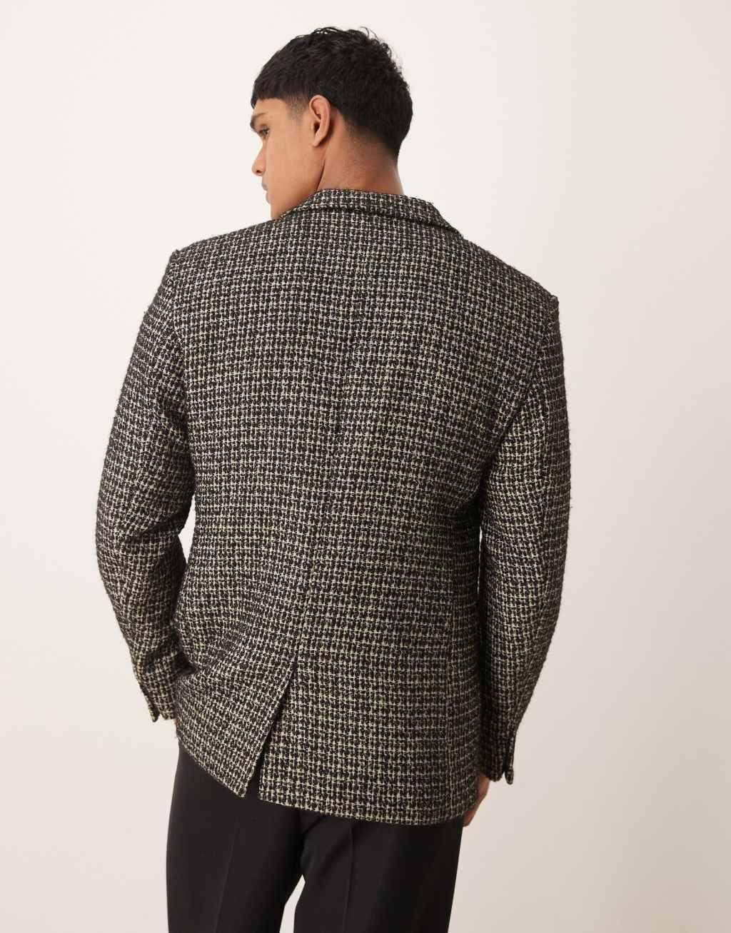 ASOS DESIGN regular blazer in black boucle Product Image