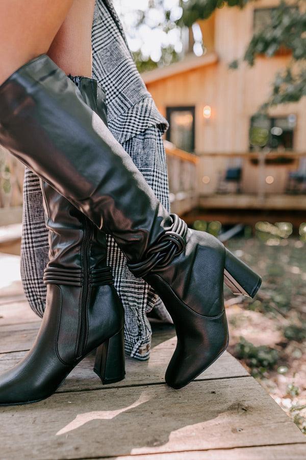 The Eliana Faux Leather Knee High Boot In Black Product Image