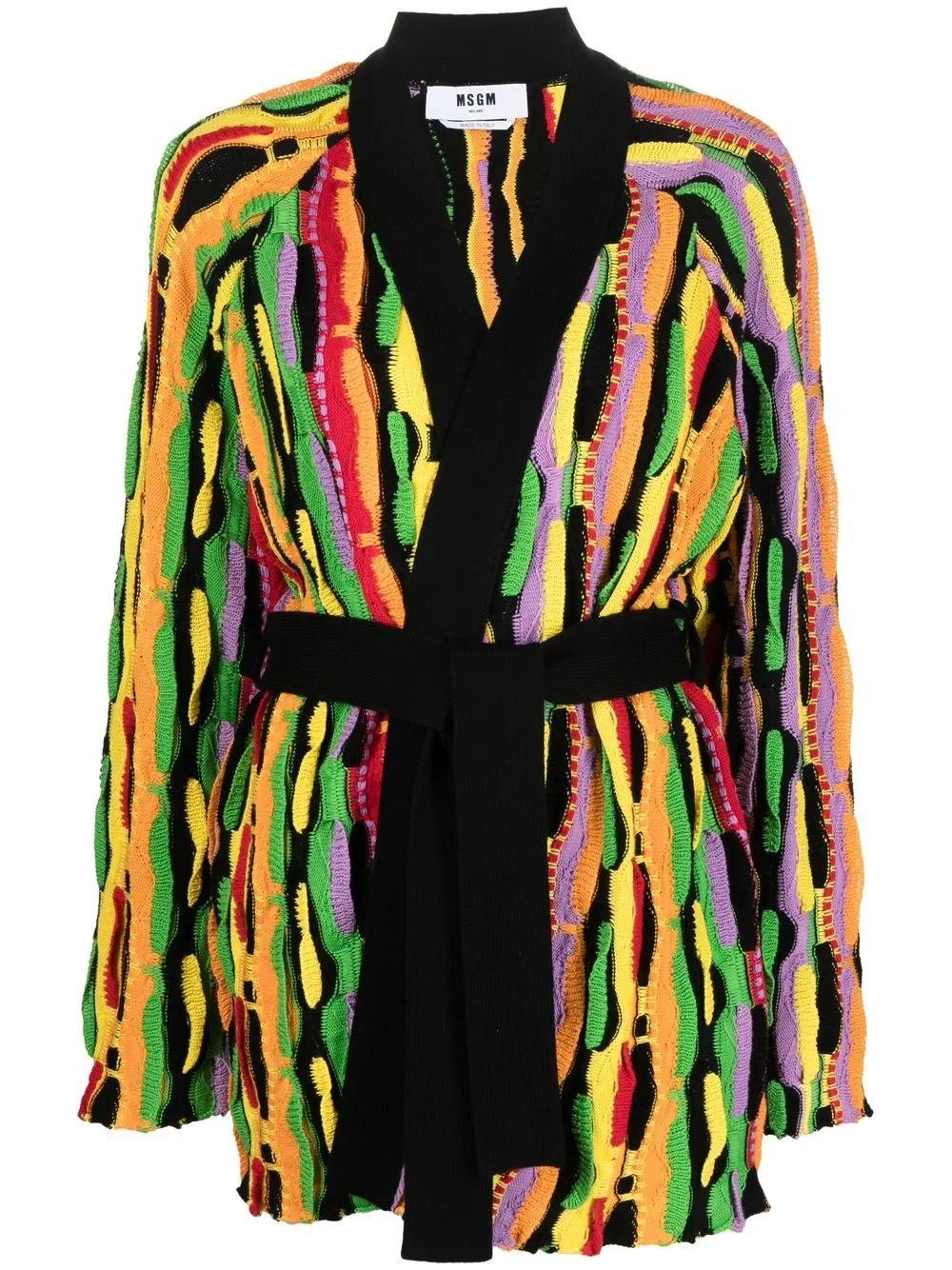MSGM Belted Cotton Cardigan In Black Product Image