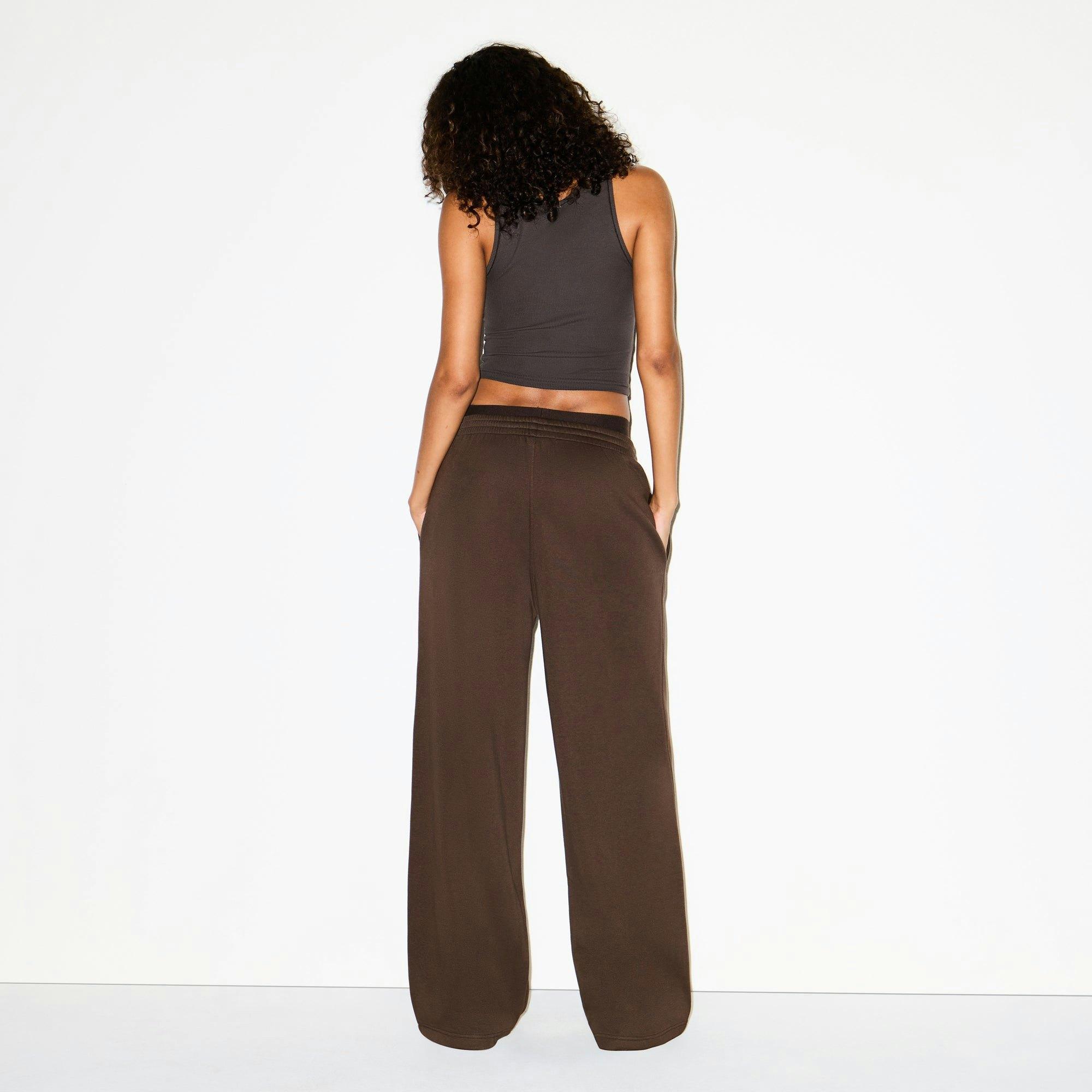 COTTON FLEECE OVERSIZED DOUBLE WAISTBAND PANT | DARK SEPIA Product Image