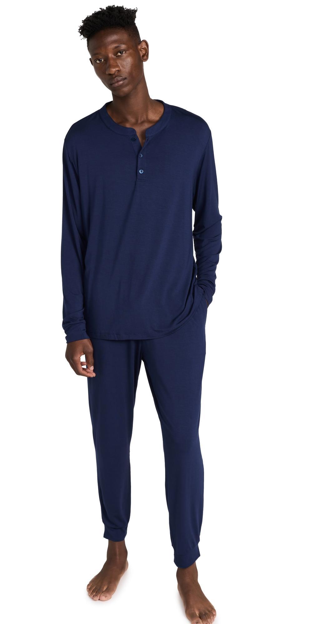 Eberjey Henry Long PJ Set Coastal Blue S Product Image