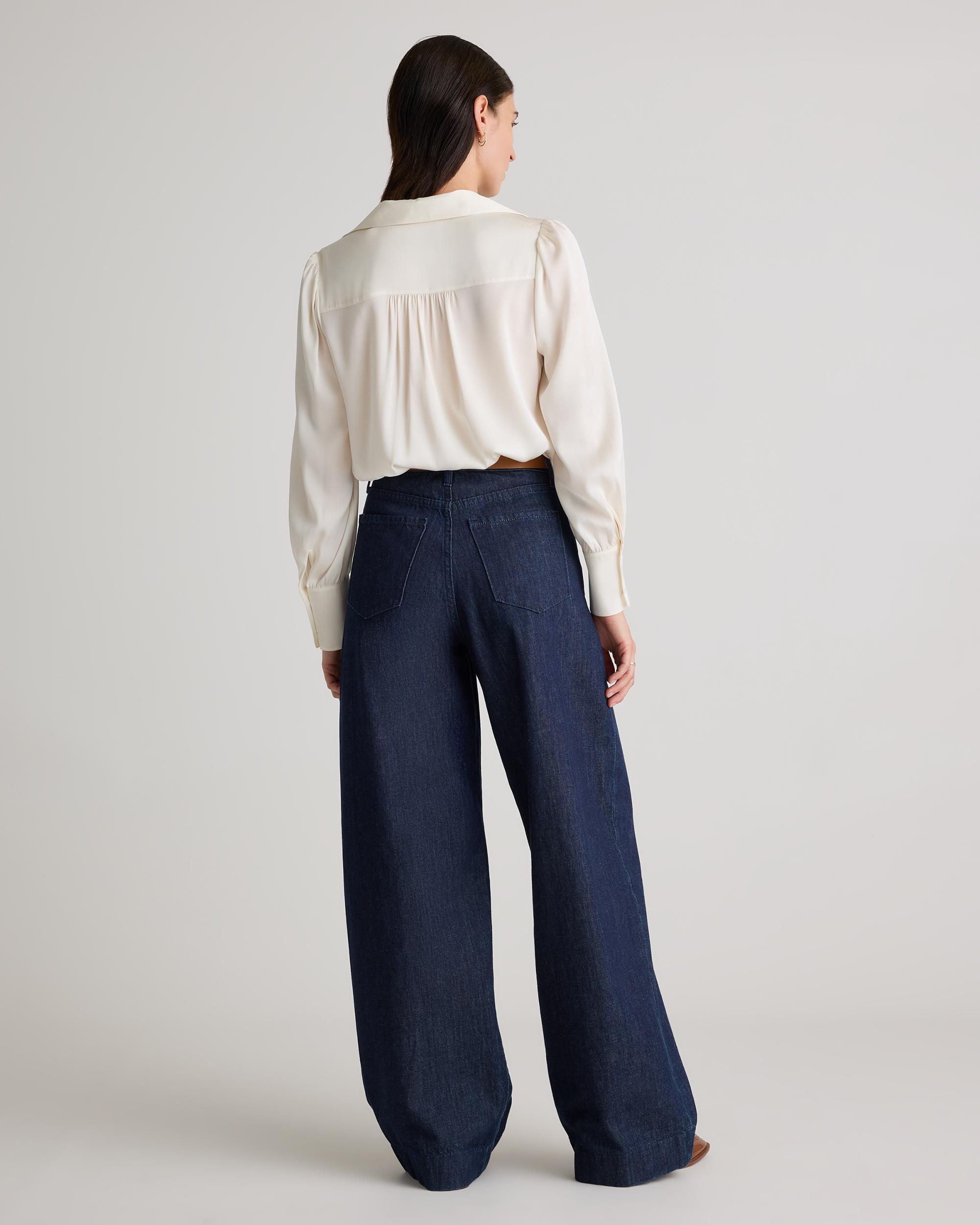 Quince | Women's Washable Stretch Silk Split Neck Blouse Mulberry Silk Product Image