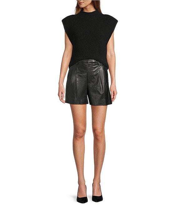 Antonio Melani Palmer Genuine Leather Pleated High Rise Shorts Product Image