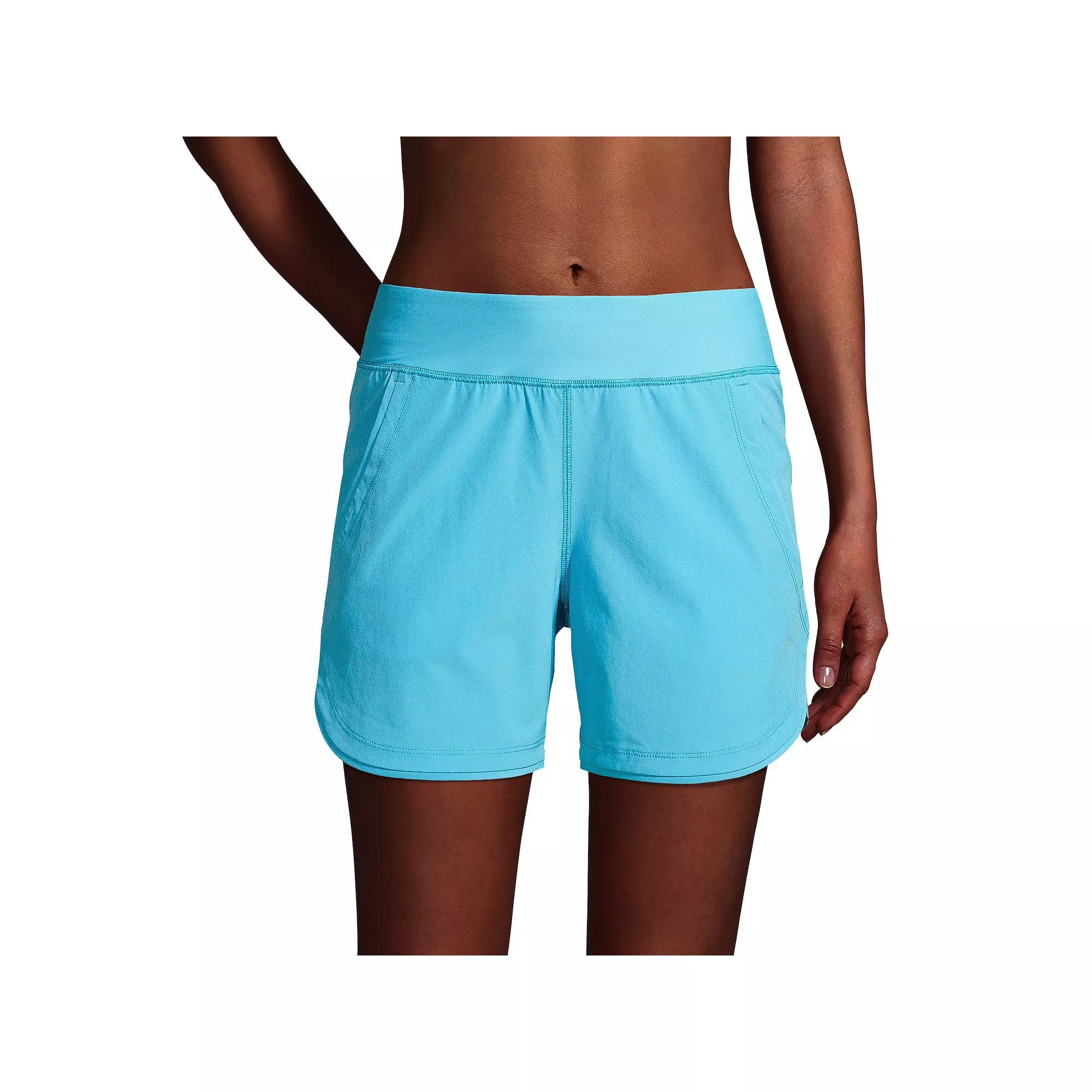 Women's Lands' End 5" Quick Dry Swim Shorts With Panty, Size: 4, Black Product Image