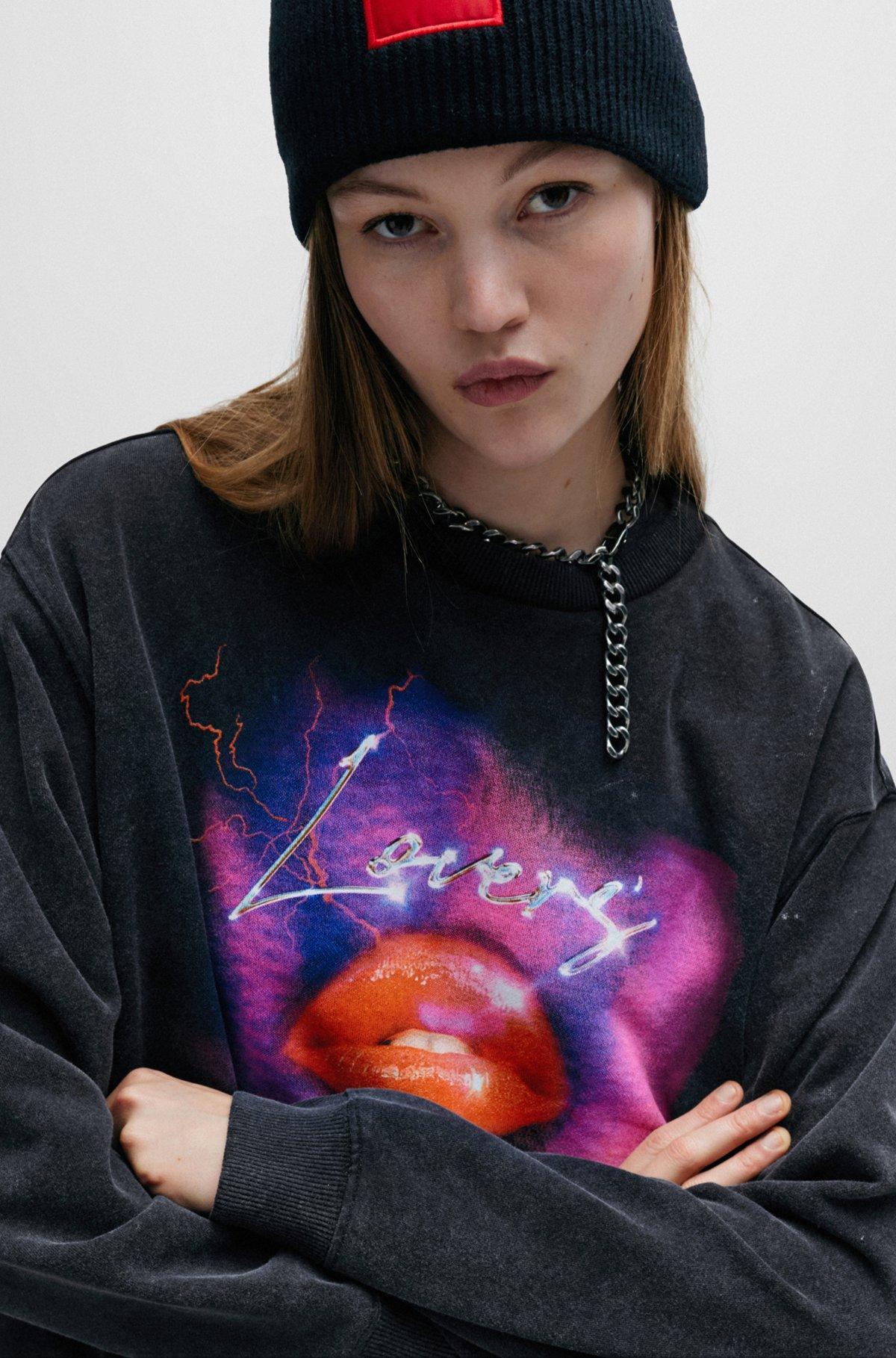Oversize-fit sweatshirt in French terry with seasonal artwork Product Image