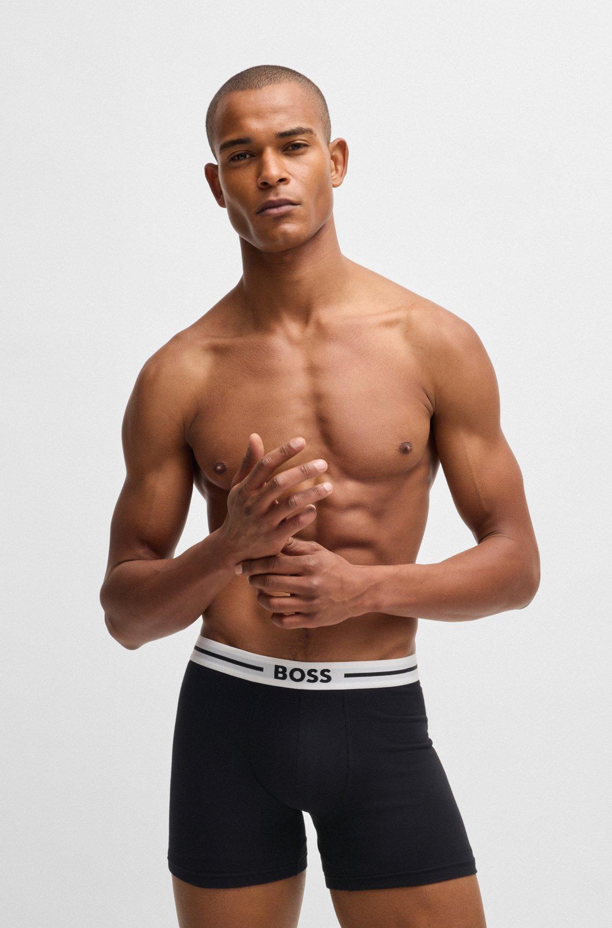 Three-pack of stretch-cotton boxer briefs with logo Product Image