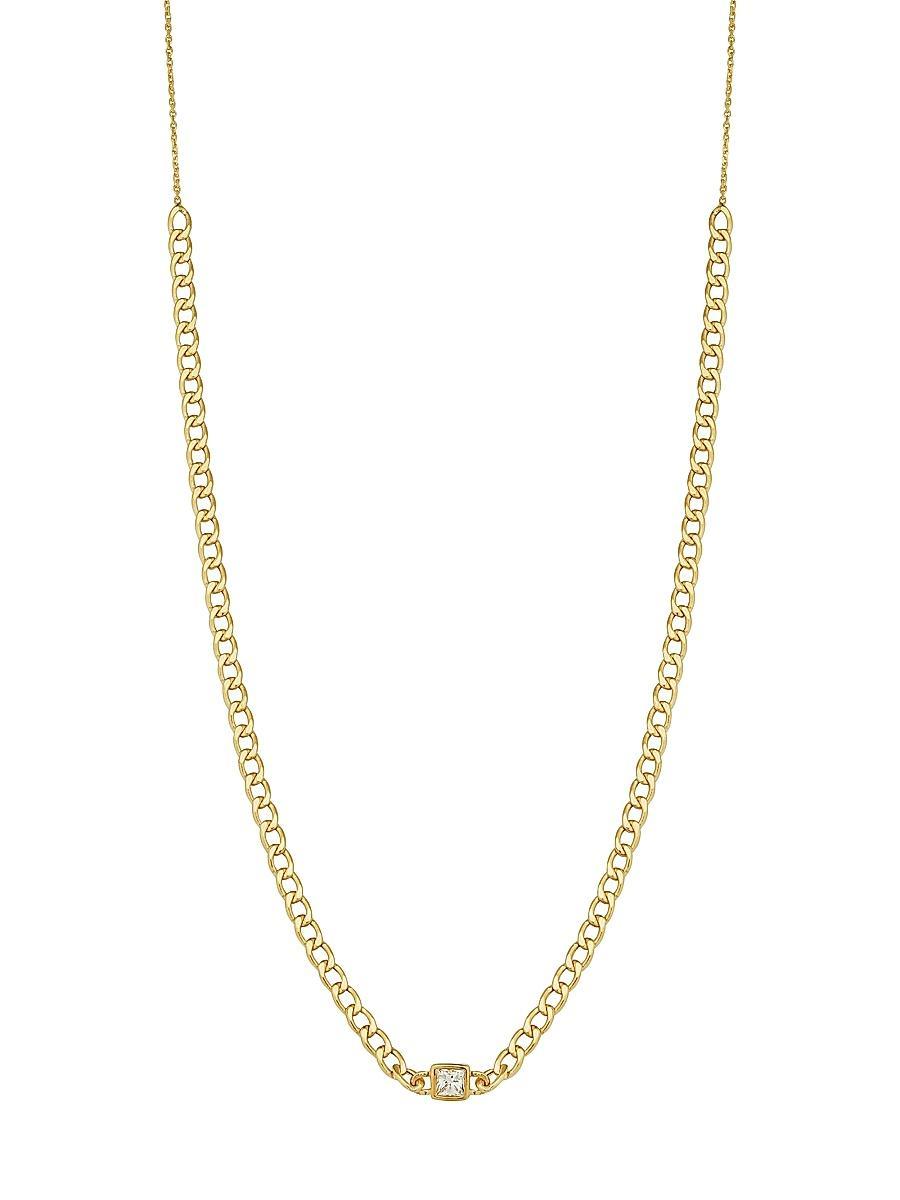 Womens 14K Yellow Gold Dazzle Me Curb Choker Necklace Product Image