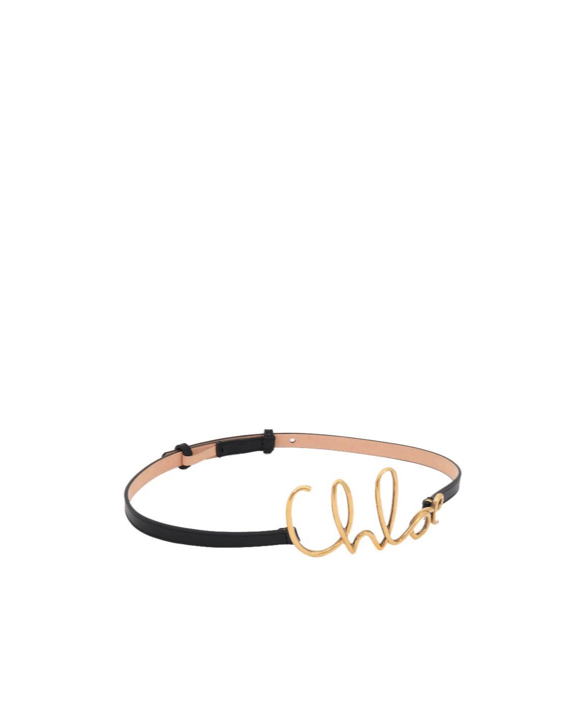 CHLOÉ Iconic Leather Belt Gold-tone Hardware In Black Product Image
