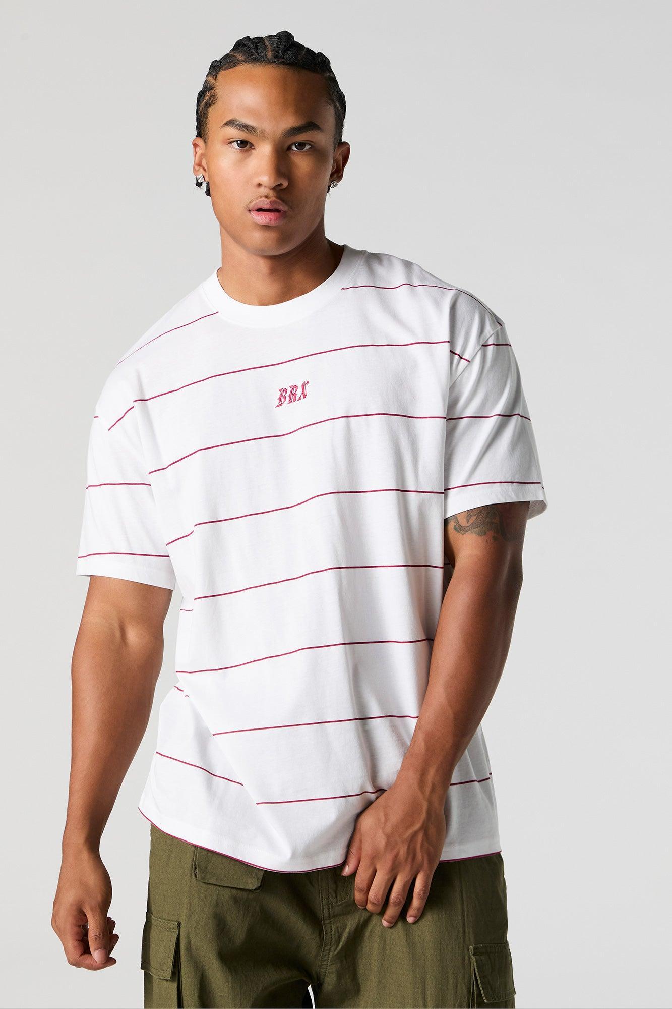 City Embroidered Striped T-Shirt Male Product Image