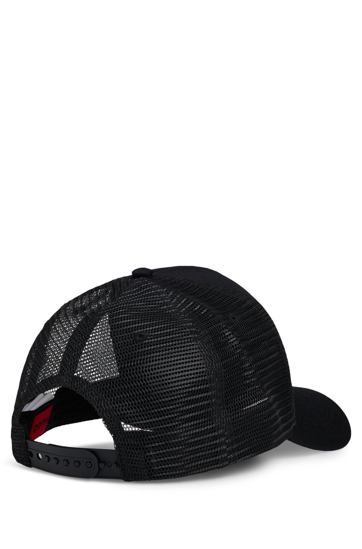 HUGO - Cotton-twill cap with mesh panels - Black Product Image