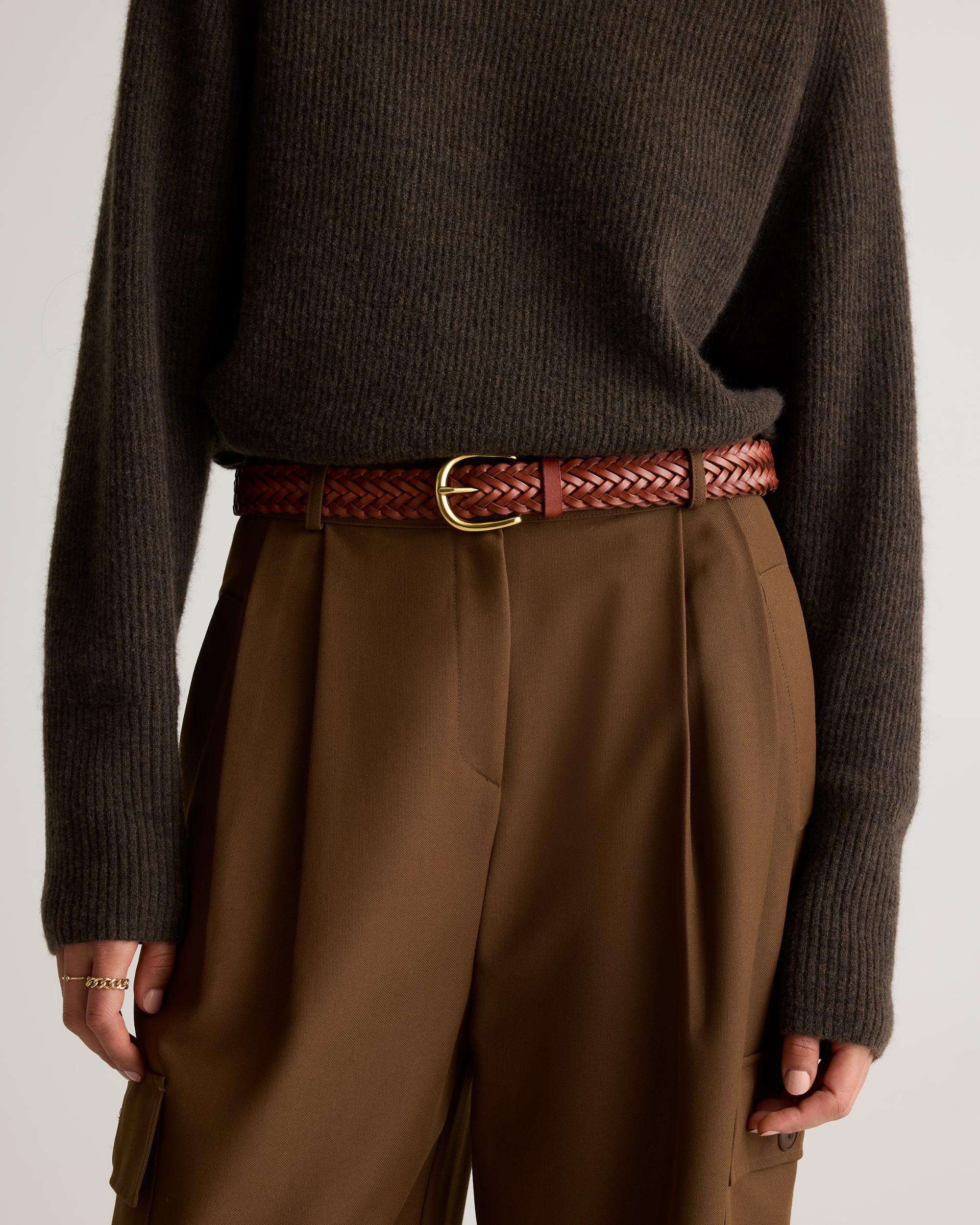 Quince | Women's Josie European Leather Braided Belt Italian Leather Product Image