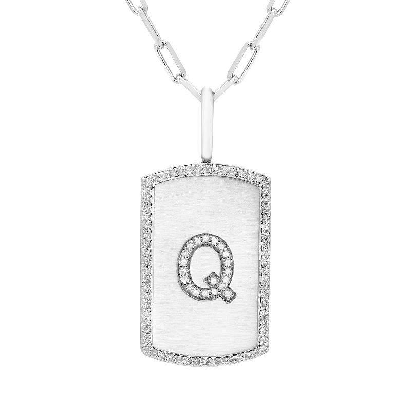 It's Personal Initial Sterling Silver & 1/4 Carat T.W. Diamond Dog Tag Necklace, Women's, Size: 20", Sterling Z Product Image