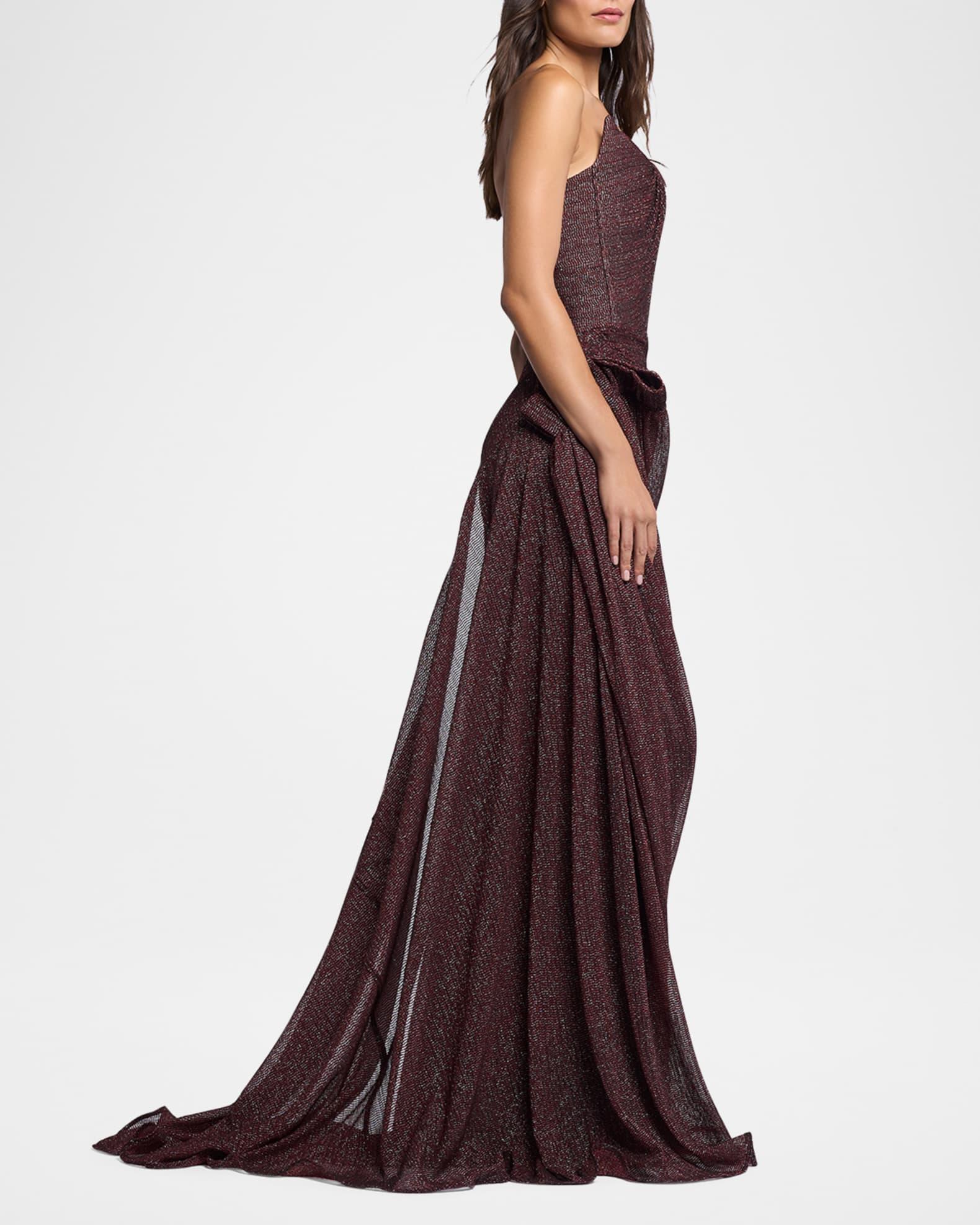 Lexicon Metallic Draped Strapless Column Gown Product Image