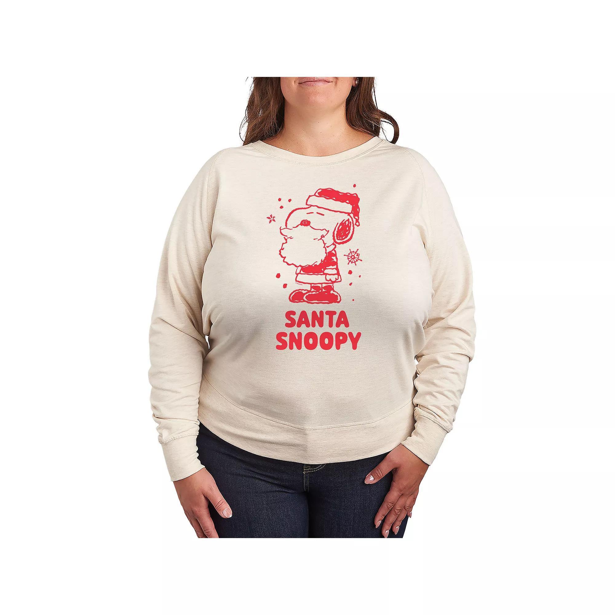 Womens Peanuts Santa Snoopy French Terry Long Sleeve Tee Product Image
