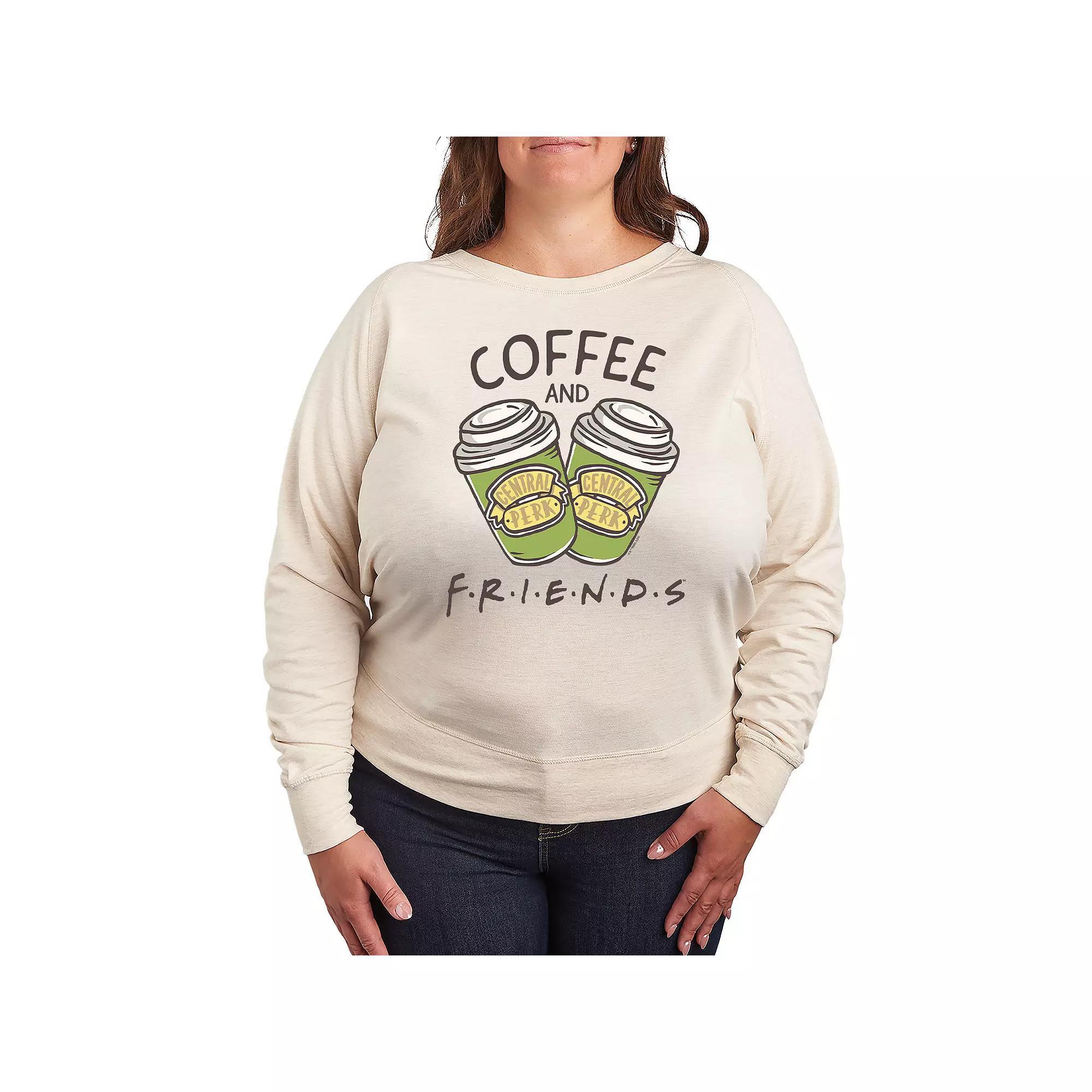 Plus Size Friends Coffee Friends French Terry Long Sleeve Tee, Womens Product Image