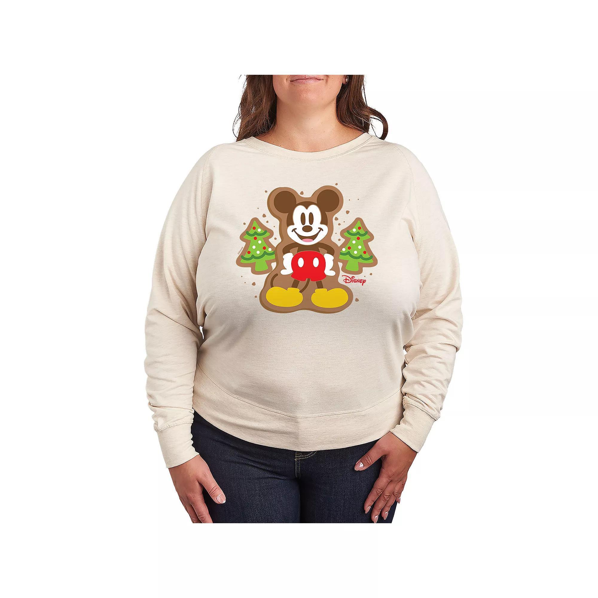 Disneys Mickey Mouse Plus Size Cookie French Terry Long Sleeve Tee, Womens Product Image